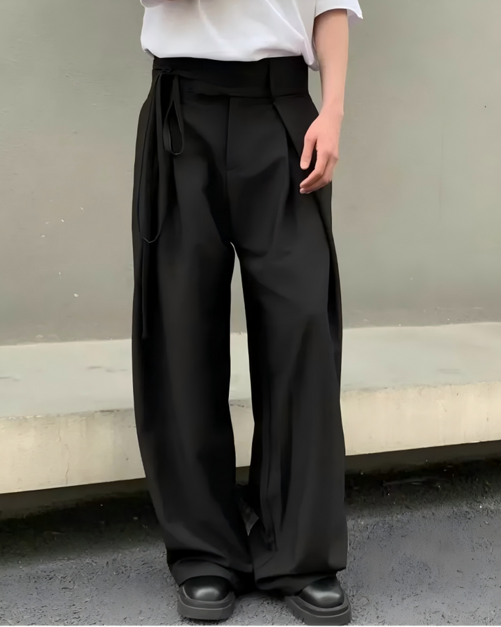 STEP BLOCK MT028 minimalist pleated wide-leg drape casual pants