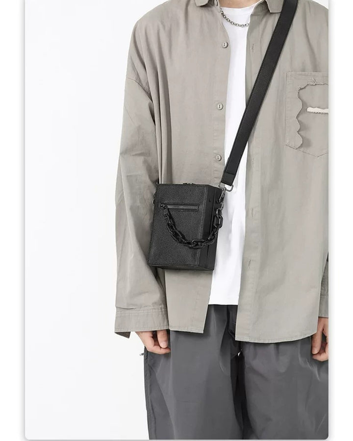 Close-up detail of Mini Textured Crossbody Bag with Chain