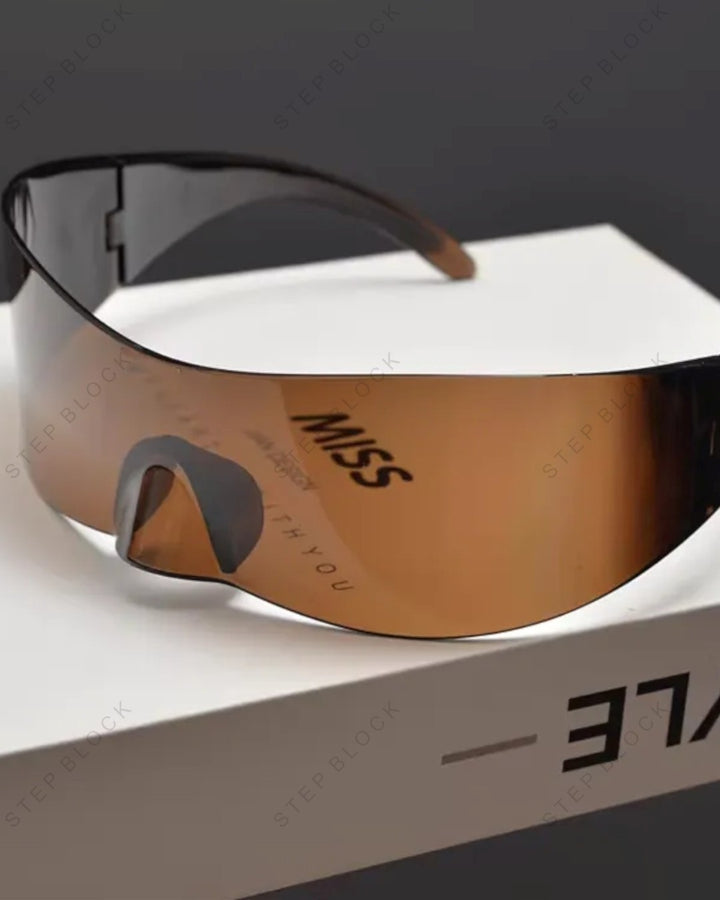 STEP BLOCK AC177 Rimless Wrap-Around Sunglasses 