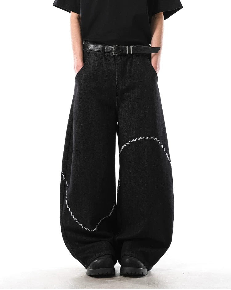 White Stitch Baggy Jeans