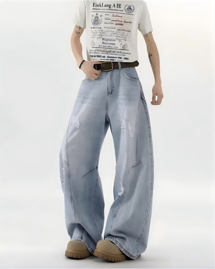 STEP BLOCK MT055 vintage washed distressed baggy jeans