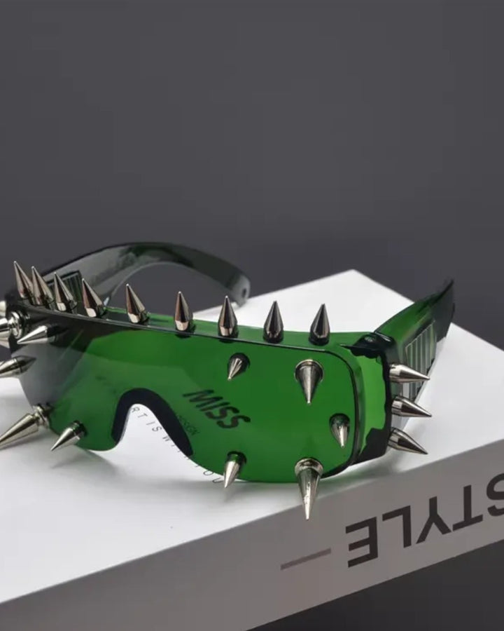 Front detail of Spiked Wrap-Around Sunglasses