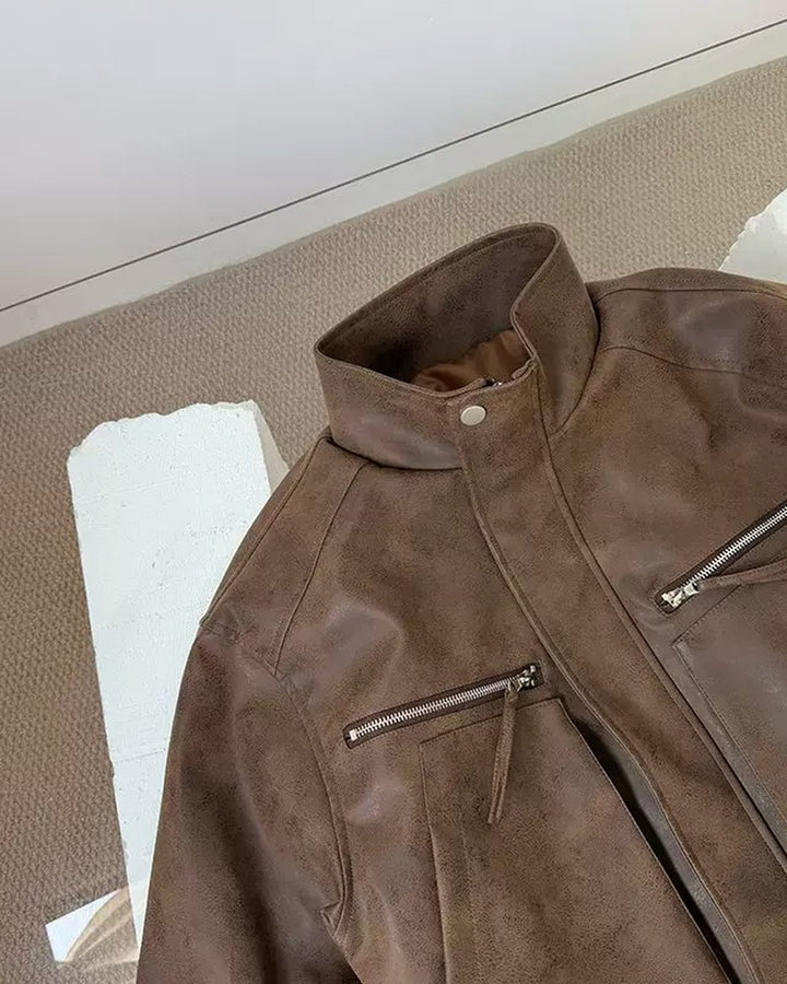 Additional product image of Washed Multi-Zipper Flight Jacket