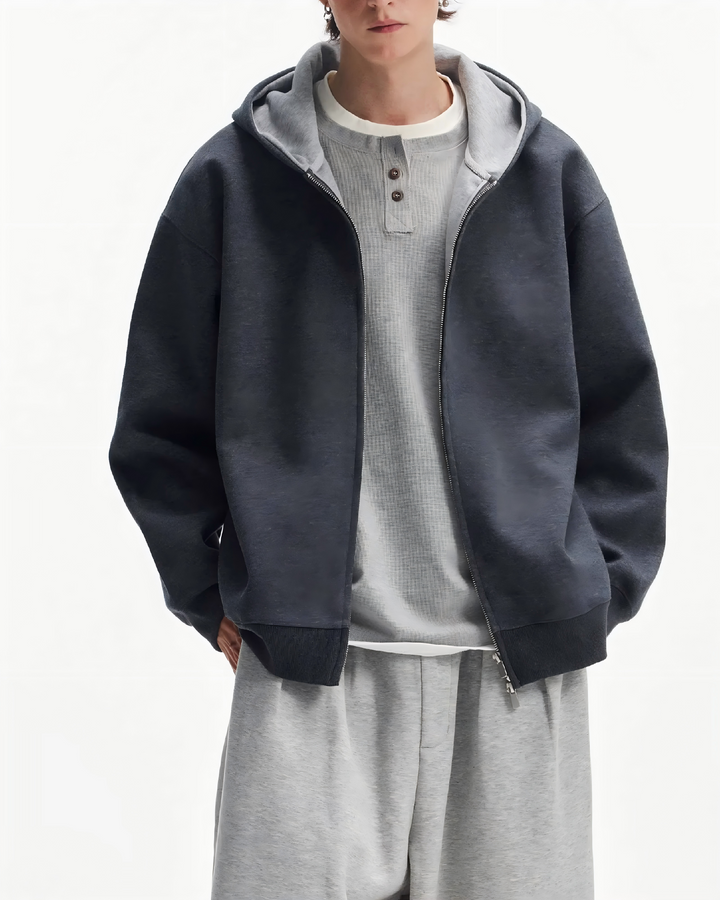 STEP BLOCK ST029 Reversible Fleece-Lined Full-Zip Oversized Hoodie