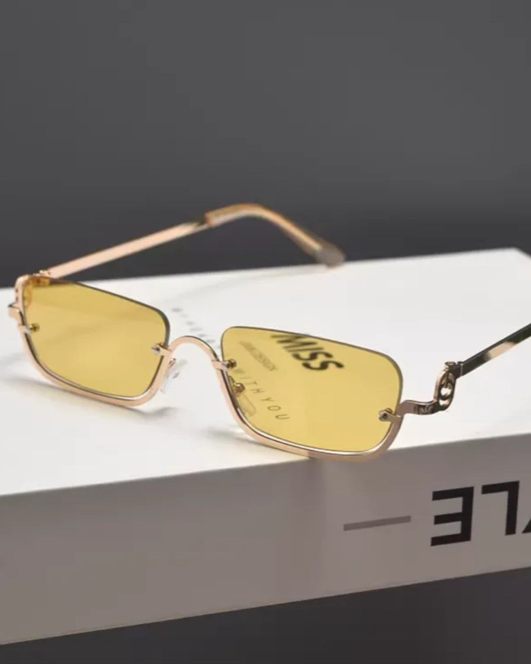 Front detail of Slim Square Tinted Sunglasses