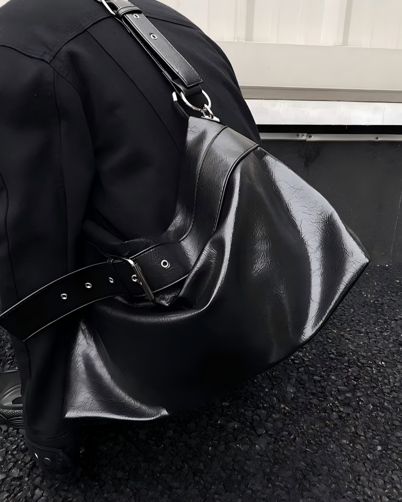 STEP BLOCK Ac081 Soft Leather Hobo Shoulder Bag