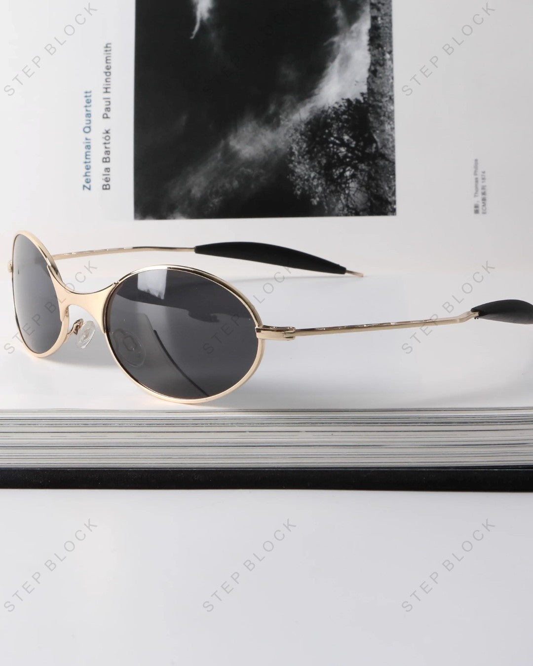 STEP BLOCK AC185 Oval Retro Sunglasses 