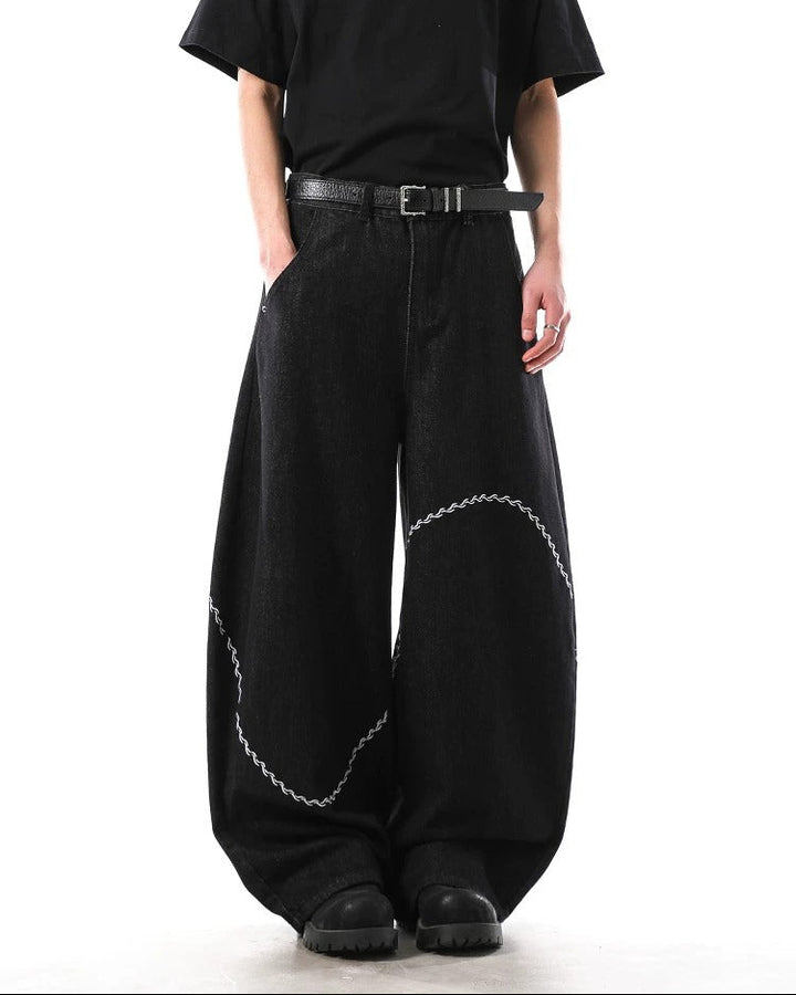 White Stitch Baggy Jeans