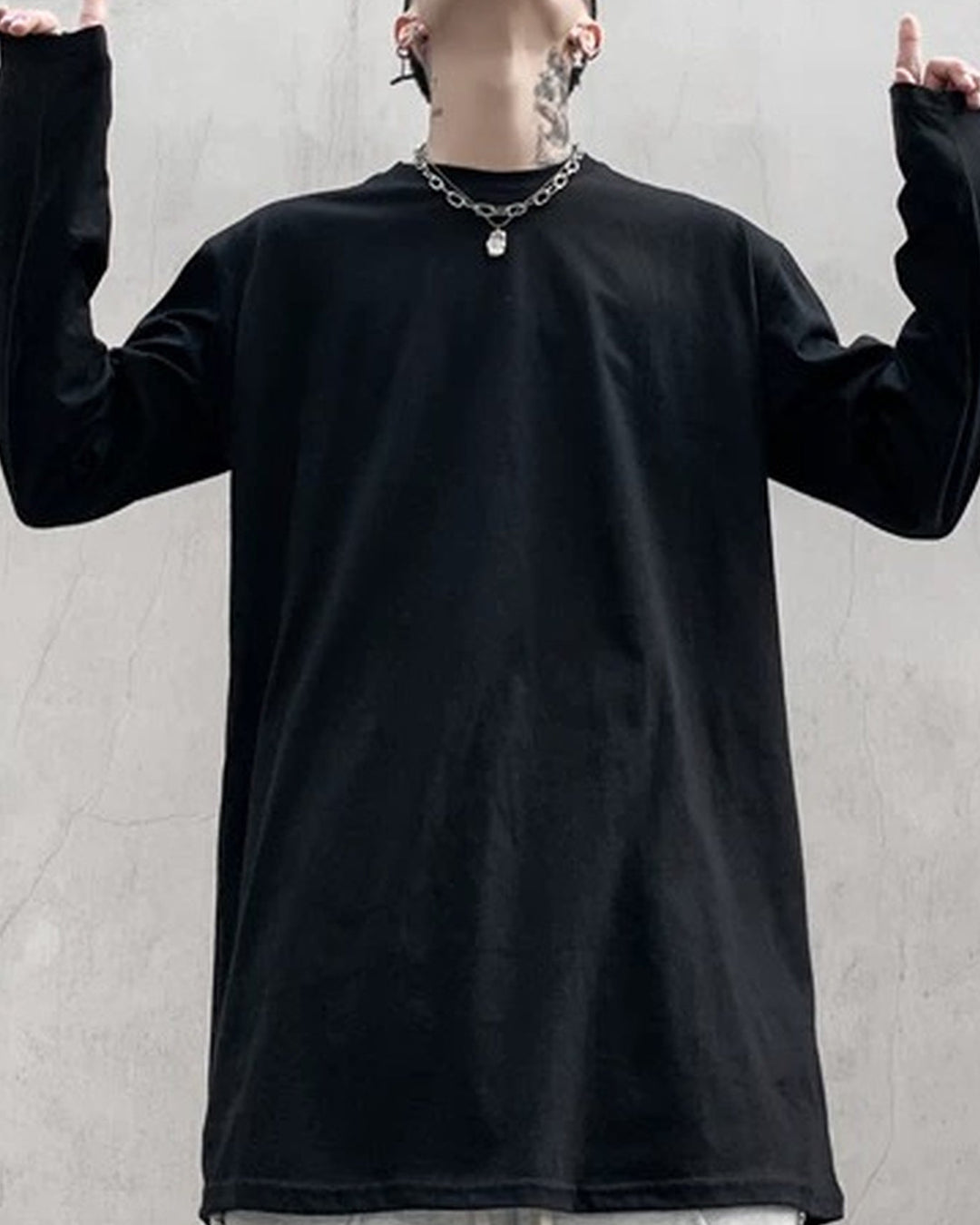Front view of Raw Edge V-Neck Long Sleeve Base Layer