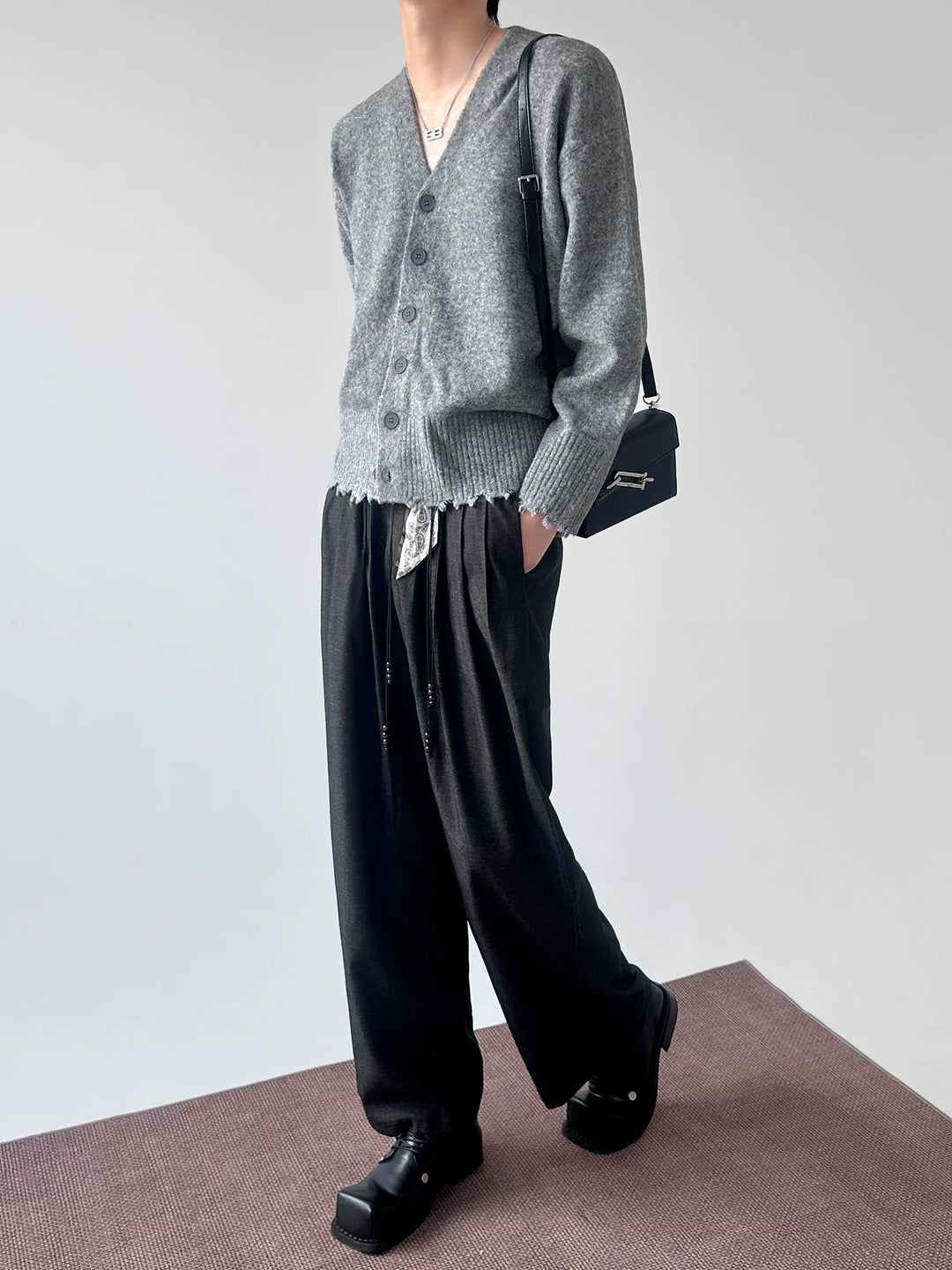 BRYNOR Distressed V-Neck Knit Cardigan product photo