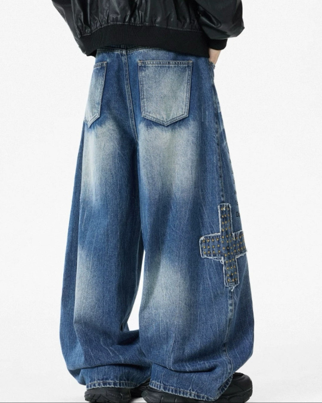Side view of Vintage Graffiti Baggy Jeans