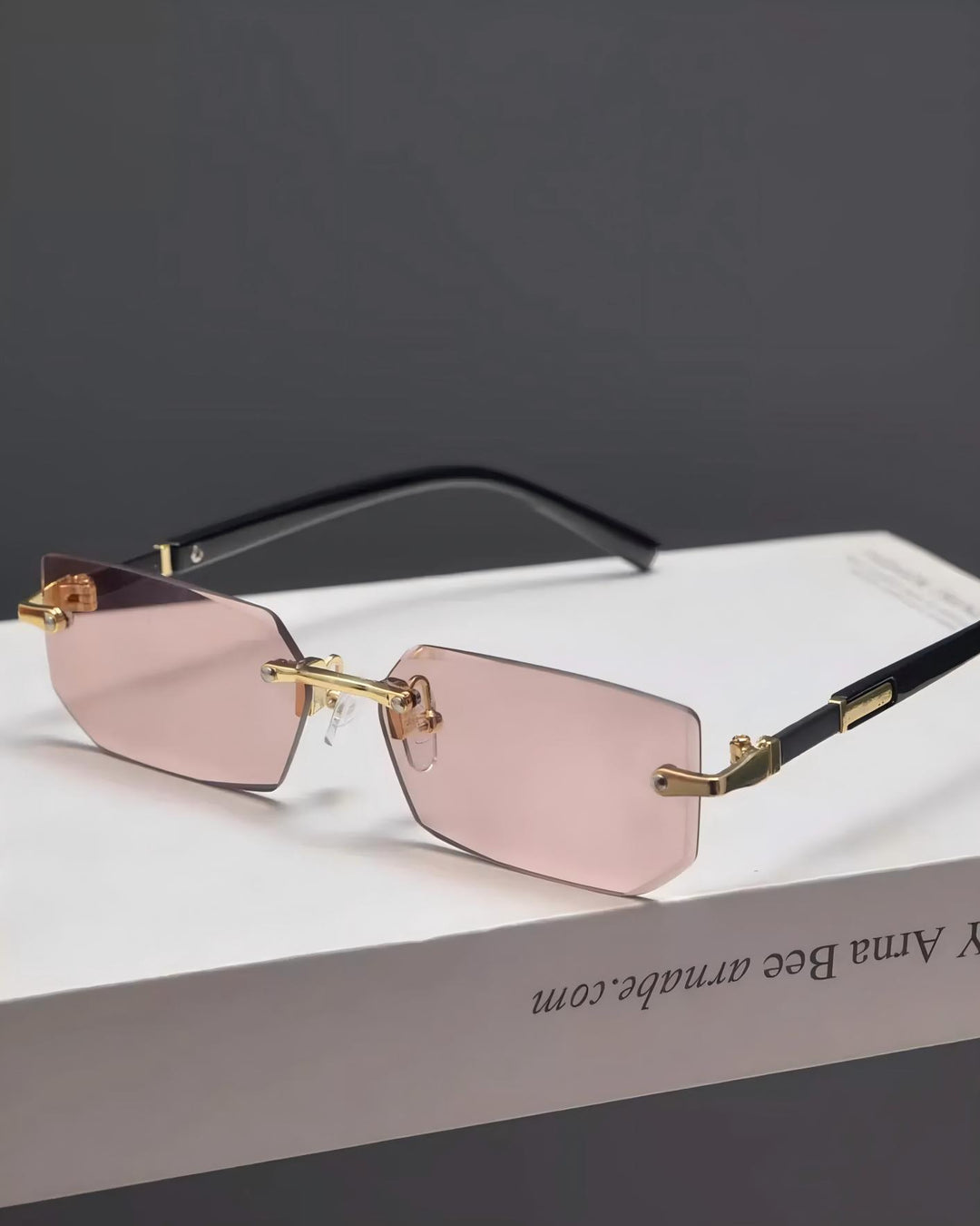 Front detail of Rimless Gradient Rectangle Sunglasses
