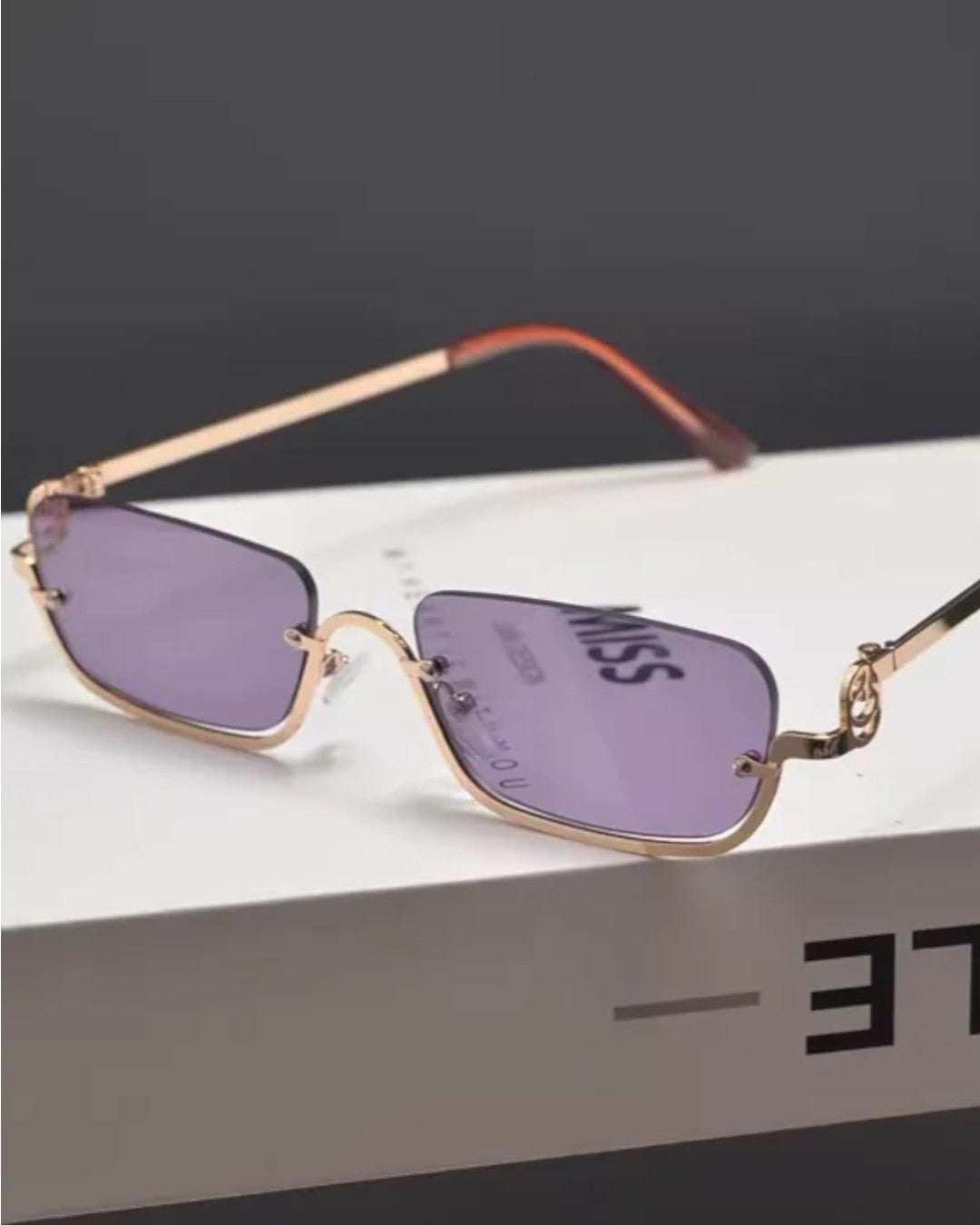 Close-up detail of Slim Square Tinted Sunglasses