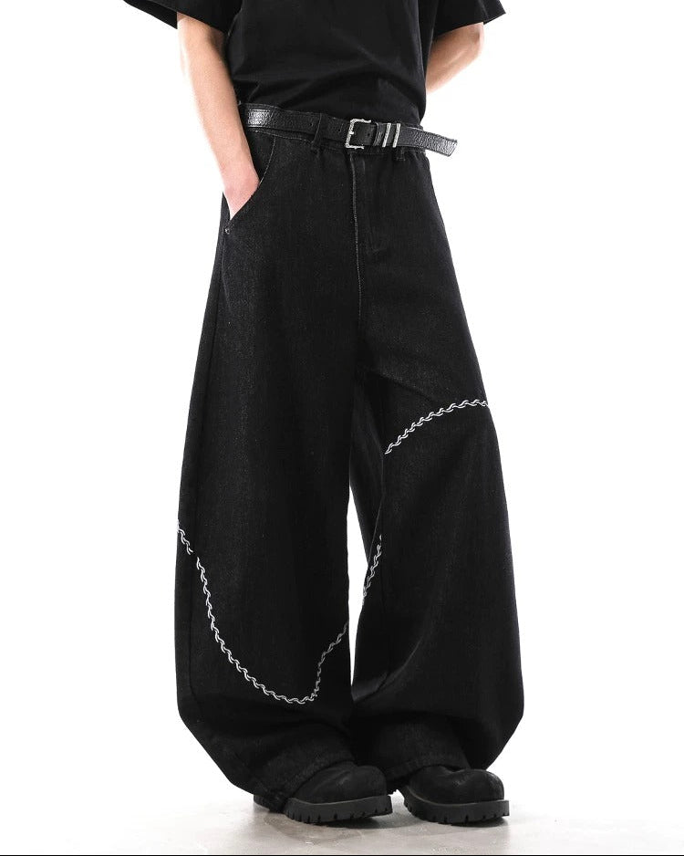 White Stitch Baggy Jeans