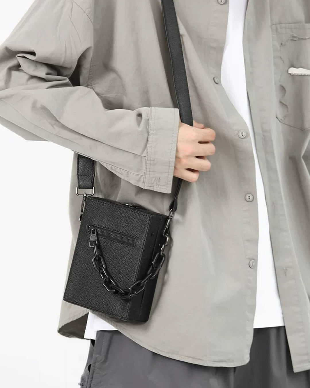 Additional detail view of Mini Textured Crossbody Bag with Chain