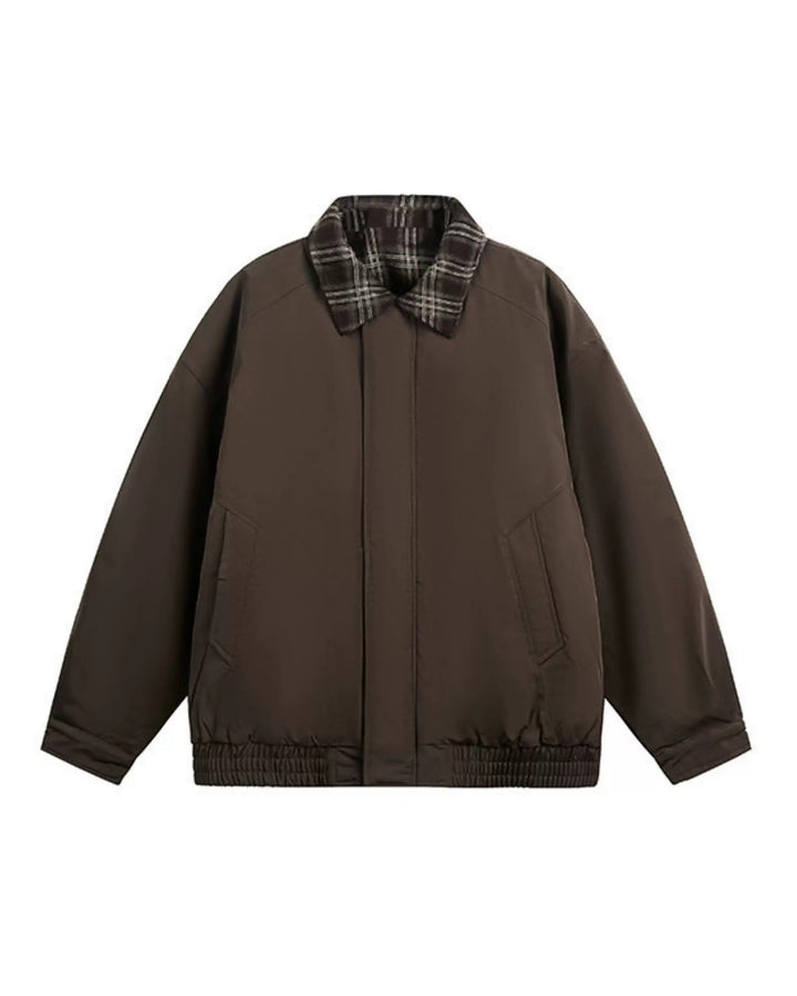 Additional product image of Plaid Lined Shearling Collar Washed Workwear Jacket