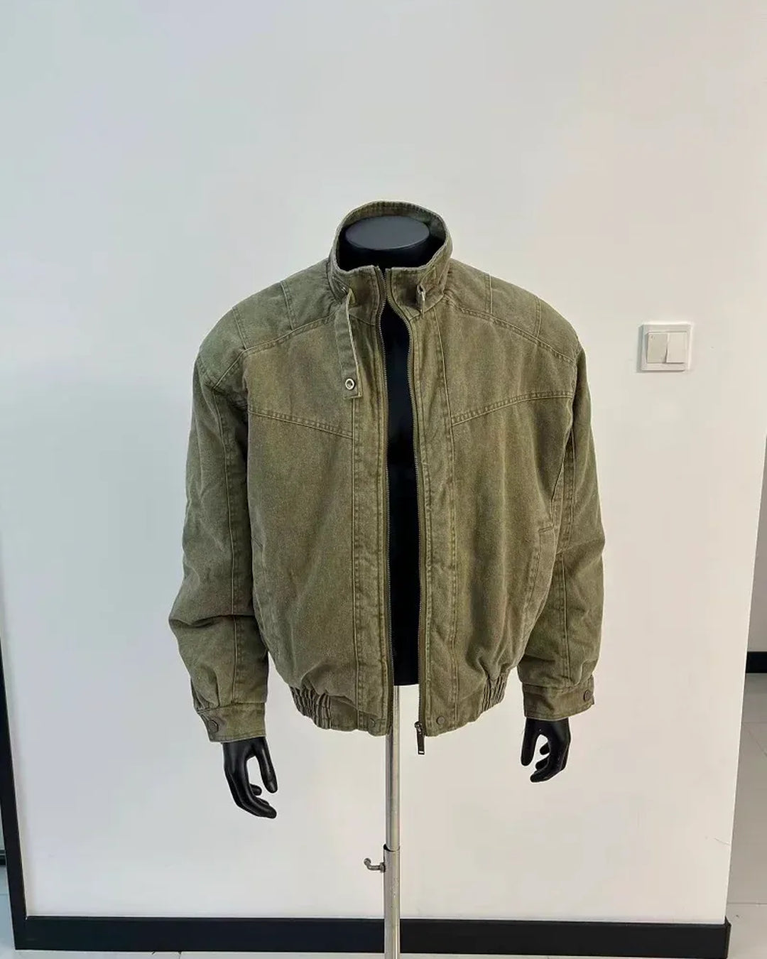 Additional product image of Washed Distressed Oversized Bomber Jacket