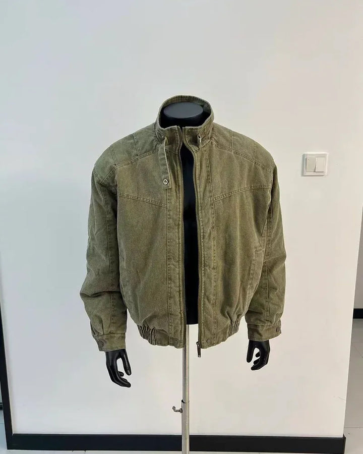 Additional product image of Washed Distressed Oversized Bomber Jacket