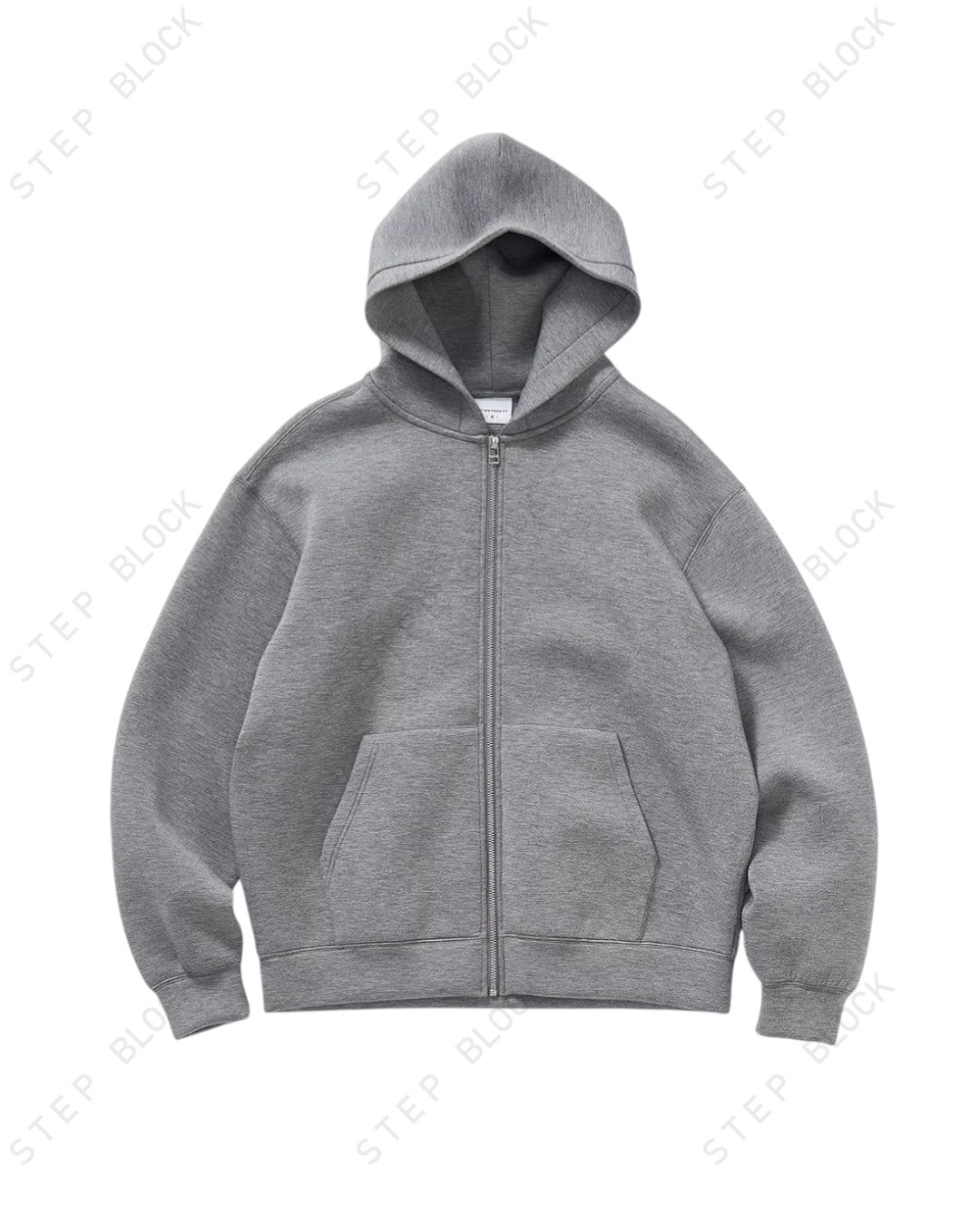 STEP BLOCK ST042 Minimalist Full-Zip Oversized Hoodie
