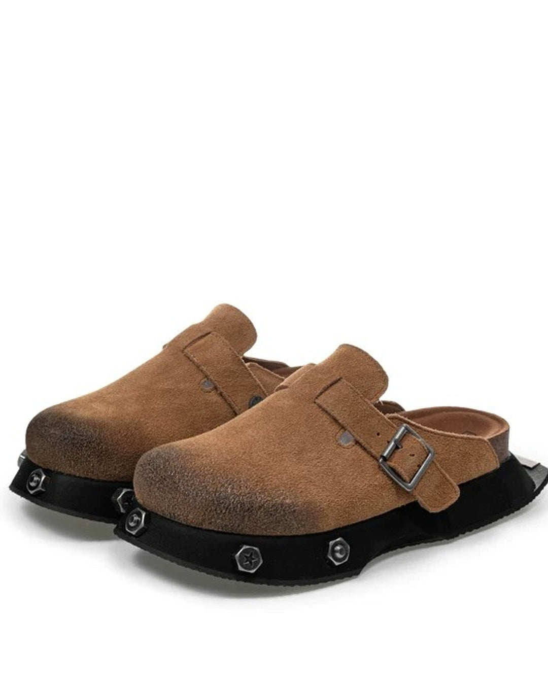 Additional product image of Beige Suede Chunky Platform Clogs Shoes