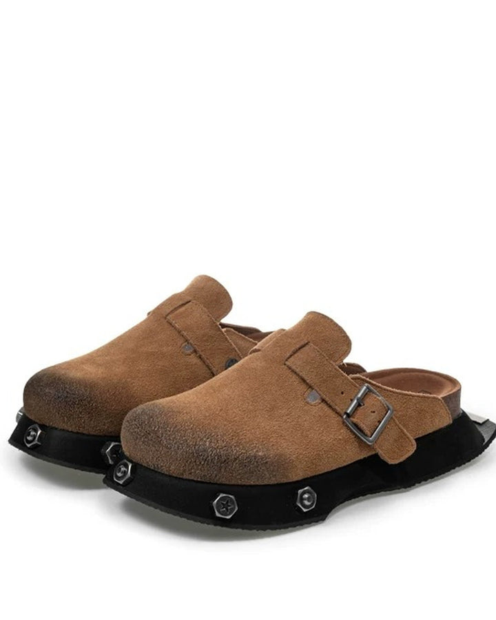 Additional product image of Beige Suede Chunky Platform Clogs Shoes