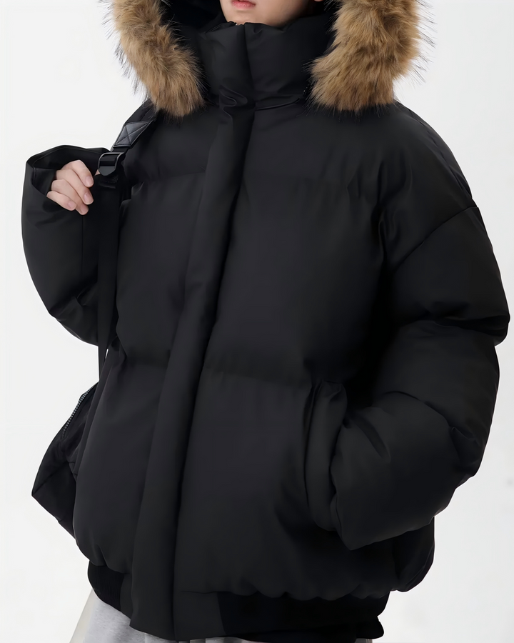 STEP BLOCK ST020 Oversized Fur Hooded Puffer Jacket