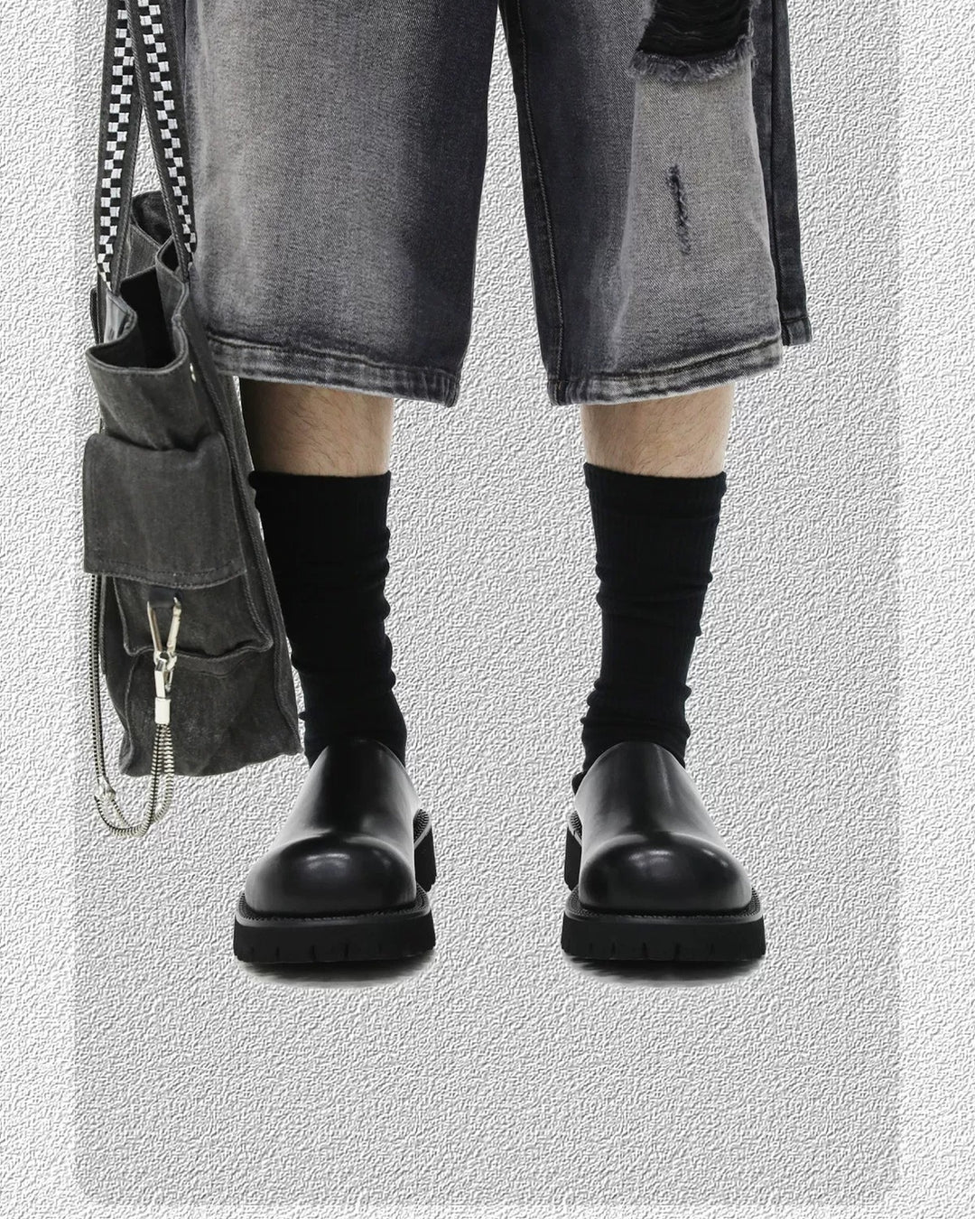 Additional product image of Black Leather Chunky Platform Slip-On Shoes