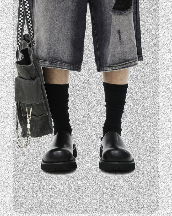Additional product image of Black Leather Chunky Platform Slip-On Shoes