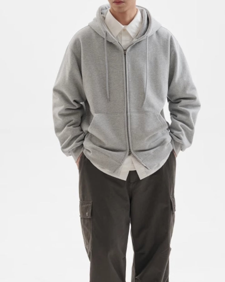 Side view of Minimalist Zip-Up Hoodie