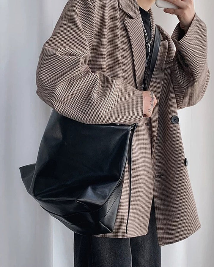 Additional product image of Oversized Tan Leather-Look Crossbody and Shoulder Bag