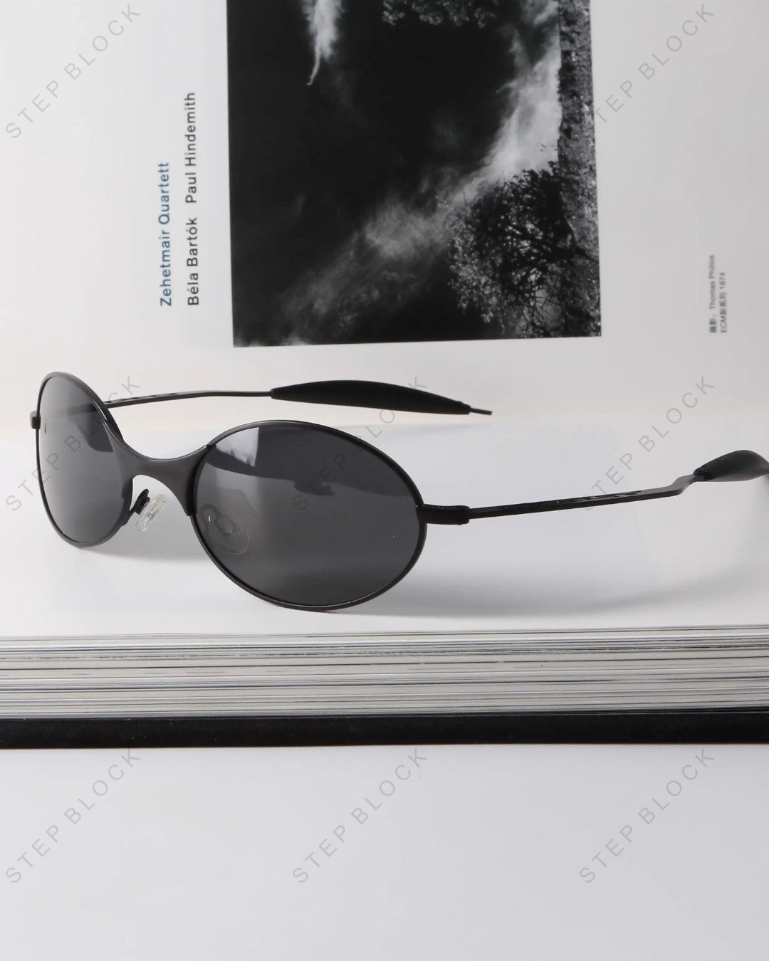 STEP BLOCK AC185 Oval Retro Sunglasses 