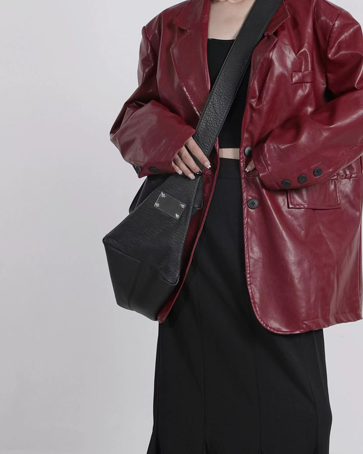 Additional product image of Oversized Black Leather-Look Crossbody and Shoulder Bag