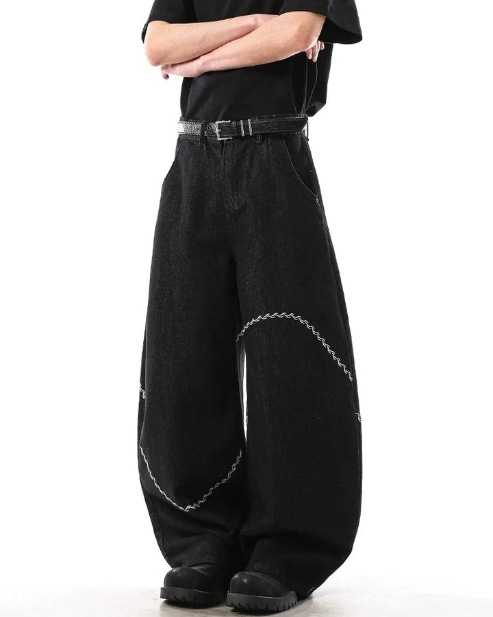White Stitch Baggy Jeans