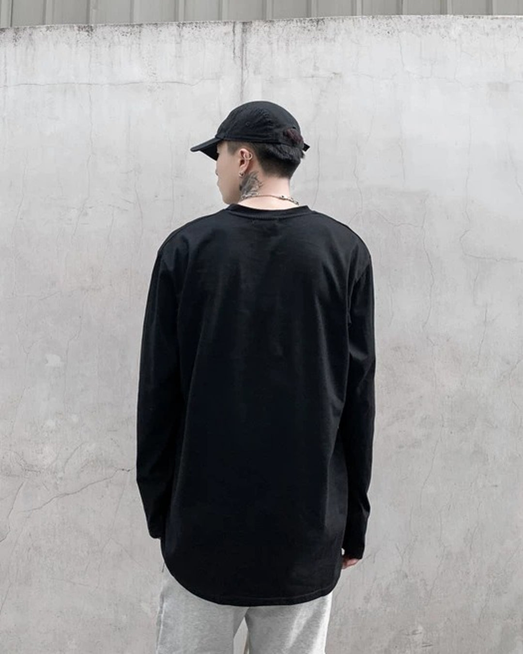 Side view of Raw Edge V-Neck Long Sleeve Base Layer