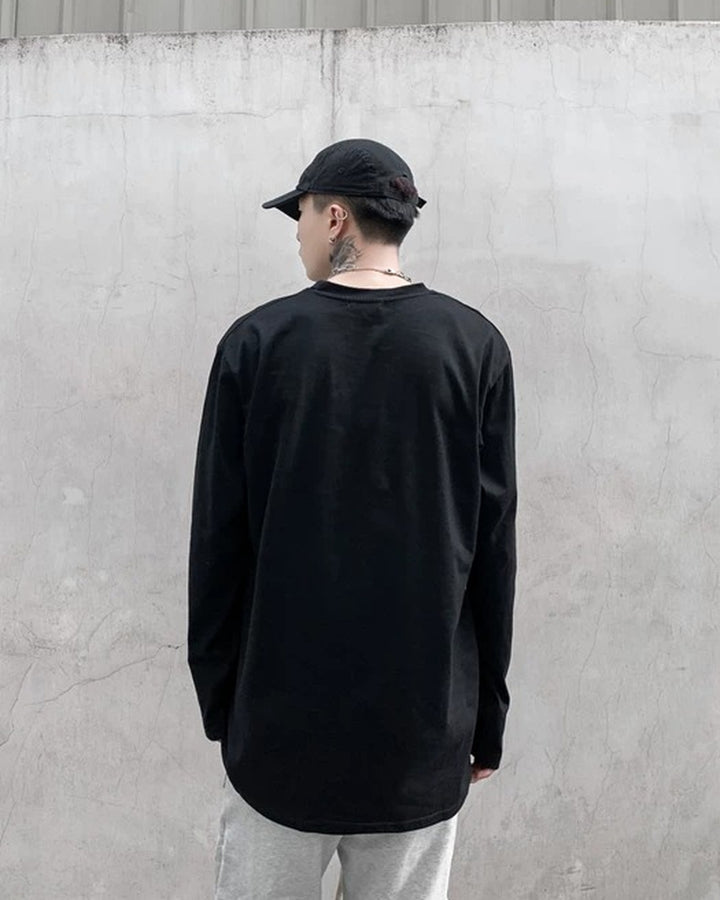 Side view of Raw Edge V-Neck Long Sleeve Base Layer