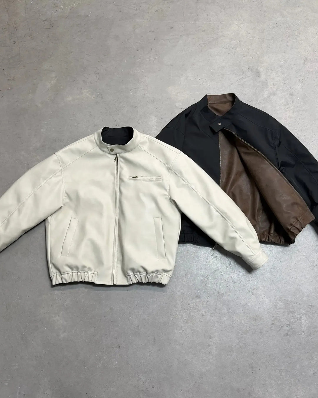 Close-up detail of Minimalist Harrington Zip-Up Jacket