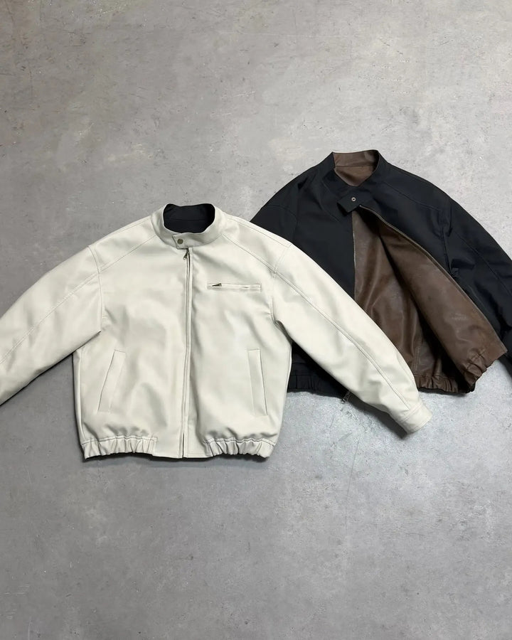 Close-up detail of Minimalist Harrington Zip-Up Jacket