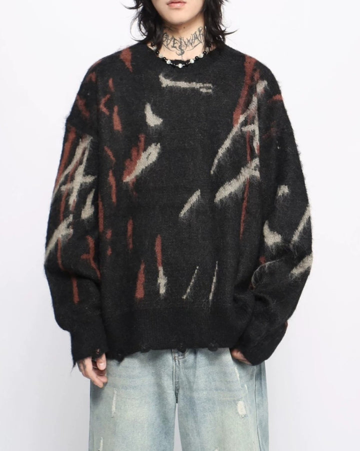 BRYNOR Distressed Abstract Sweater product photo