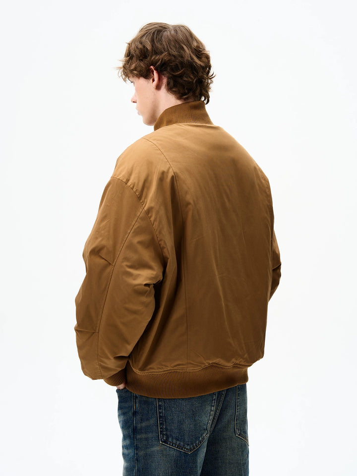 Side view of Oversized Stand Collar Padded Bomber Jacket