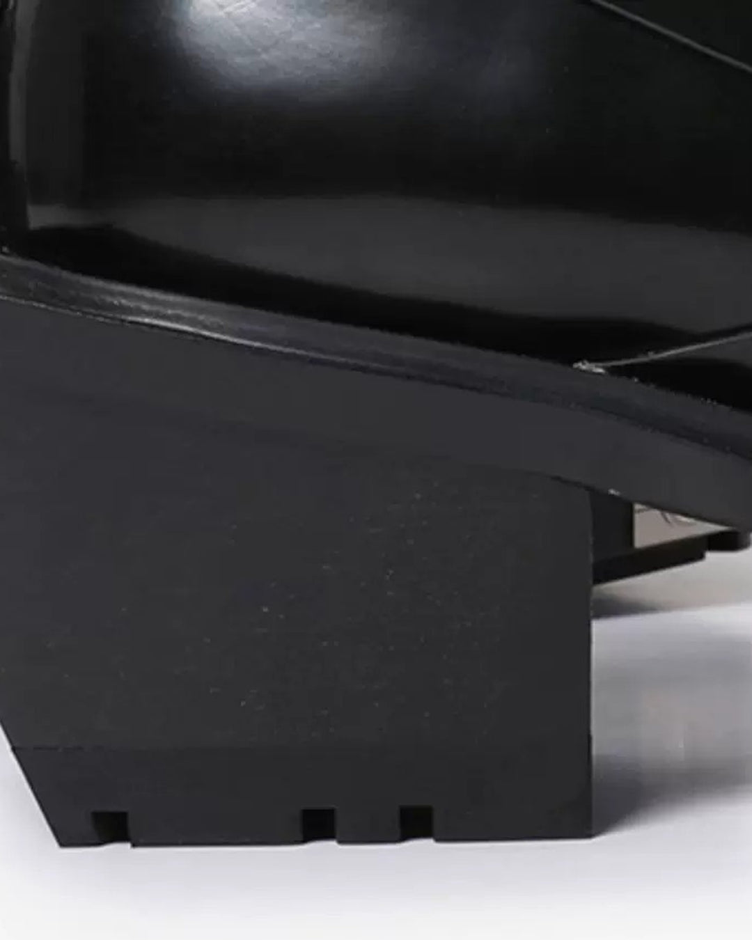Additional product image of Black Leather Gothic Chunky Heel Shoes