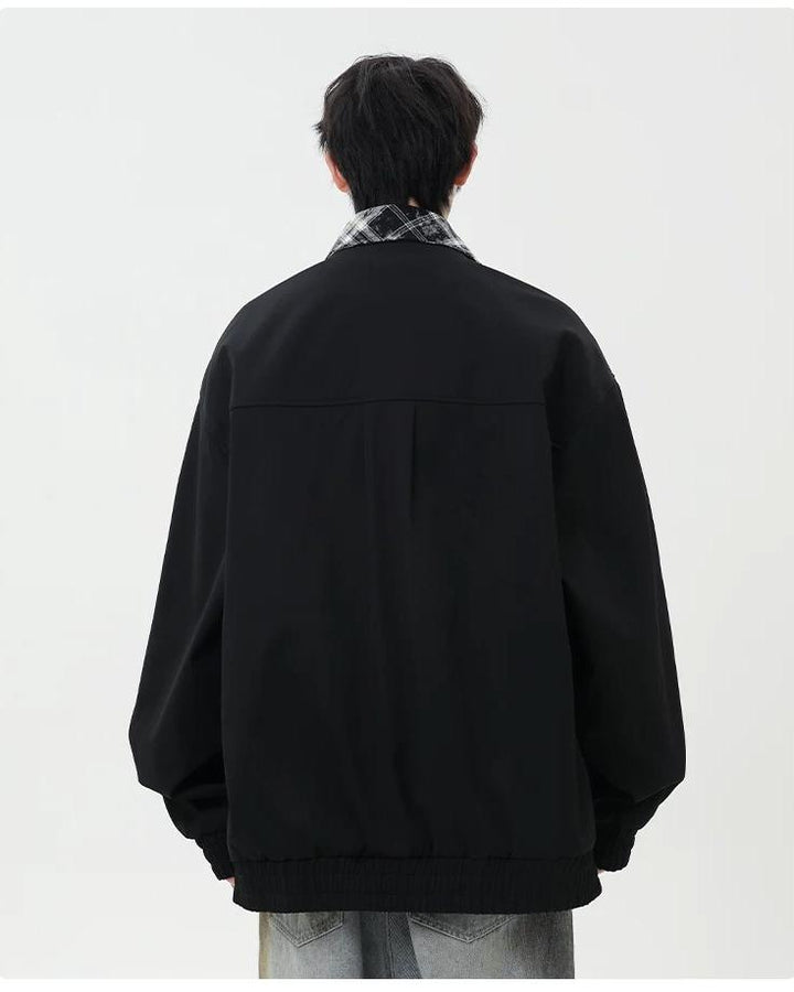 Additional product image of Plaid Lined Stand Collar Oversized Workwear Jacket