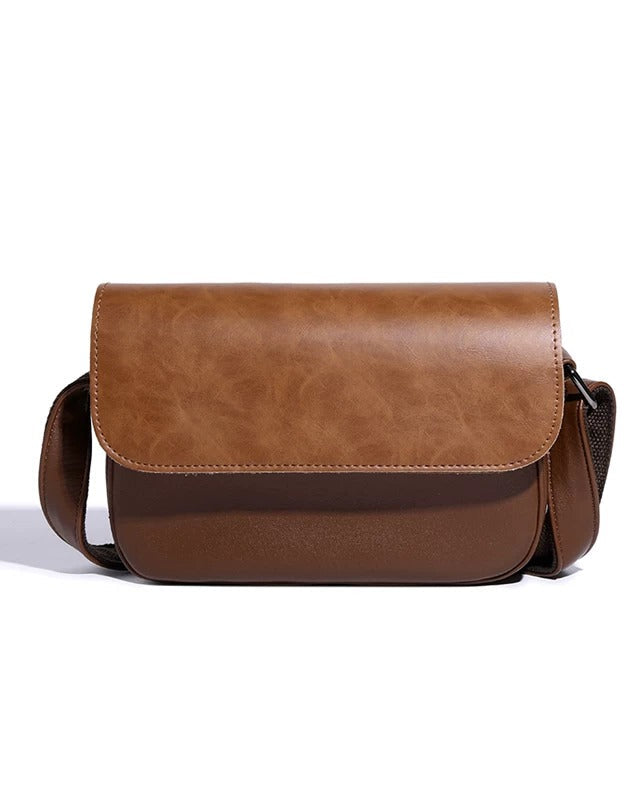 Close-up detail of Retro Minimalist Leather Crossbody Bag