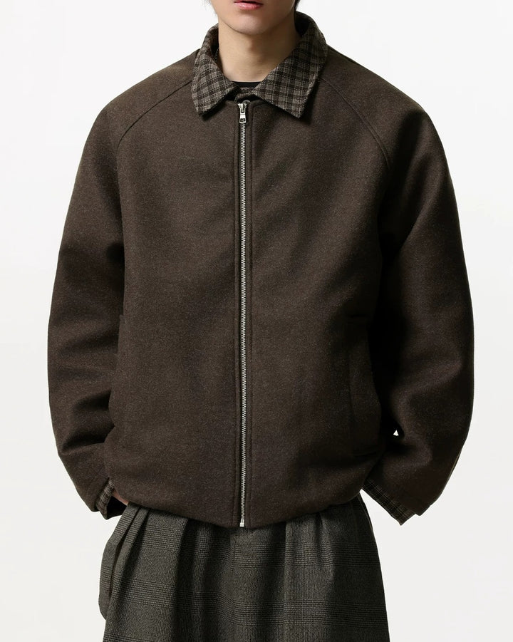 Additional product image of Plaid Contrast Lined Stand Collar Oversized Workwear Jacket
