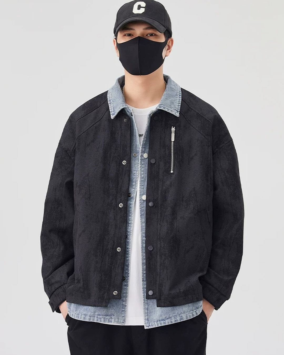Lifestyle styling view of Washed Workwear Zip-Up Jacket
