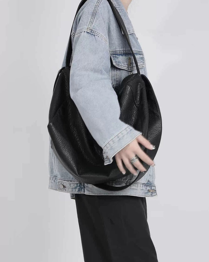 Additional product image of Oversized Black Leather-Look Crossbody and Shoulder Bag