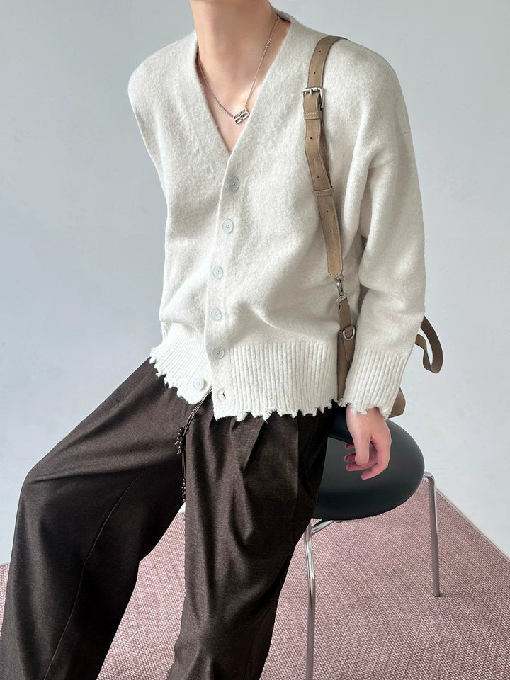 Additional product image of Distressed V-Neck Knit Cardigan