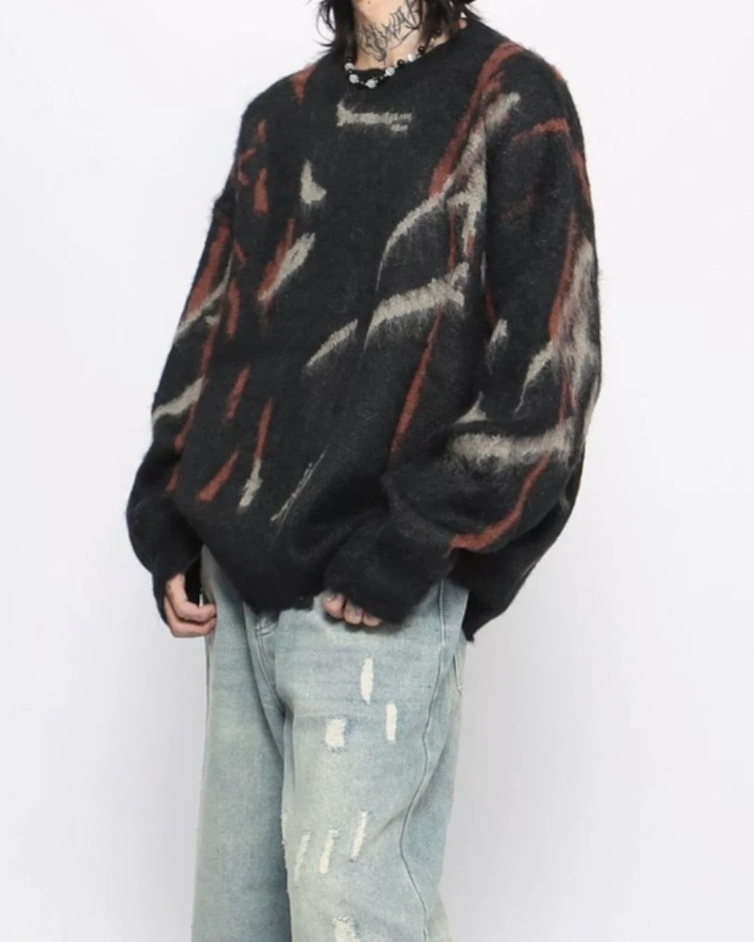 Close-up detail of Distressed Abstract Sweater
