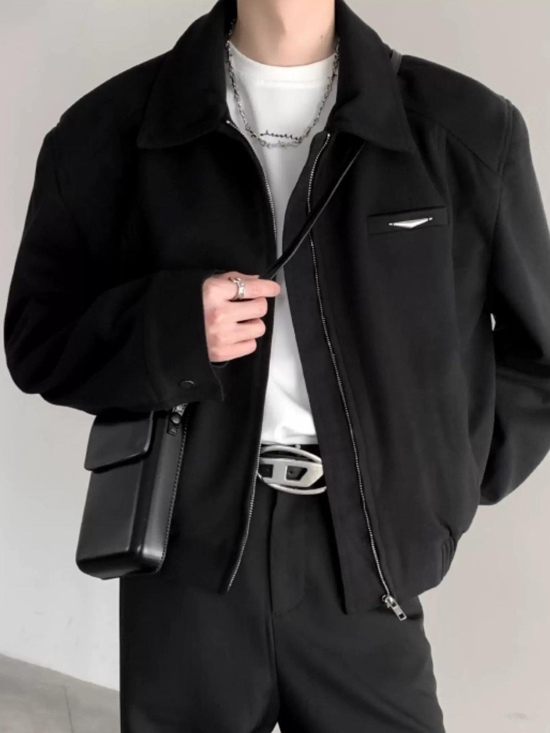 Additional product image of Minimalist Stand Collar Oversized Workwear Bomber Jacket