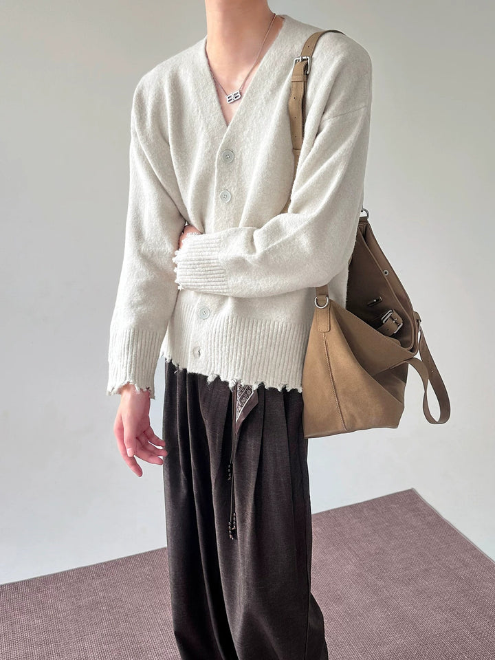 Additional product image of Distressed V-Neck Knit Cardigan