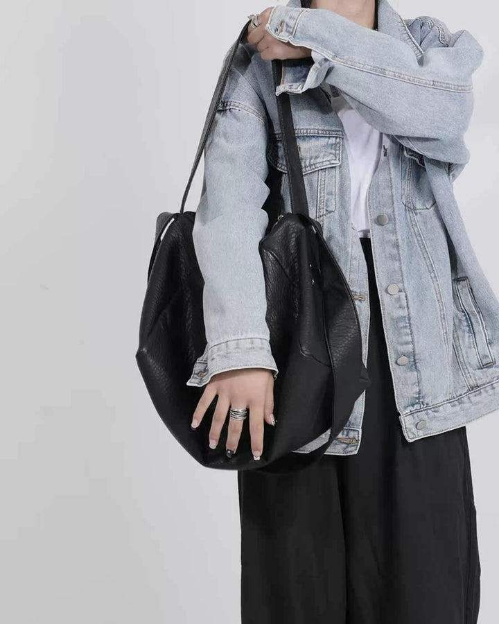 Additional product image of Oversized Black Leather-Look Crossbody and Shoulder Bag